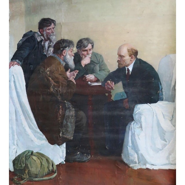 Vladimir Lenin Portrait Painting, Antique Soviet Art, Ukrainian Artist 228-200 For Sale