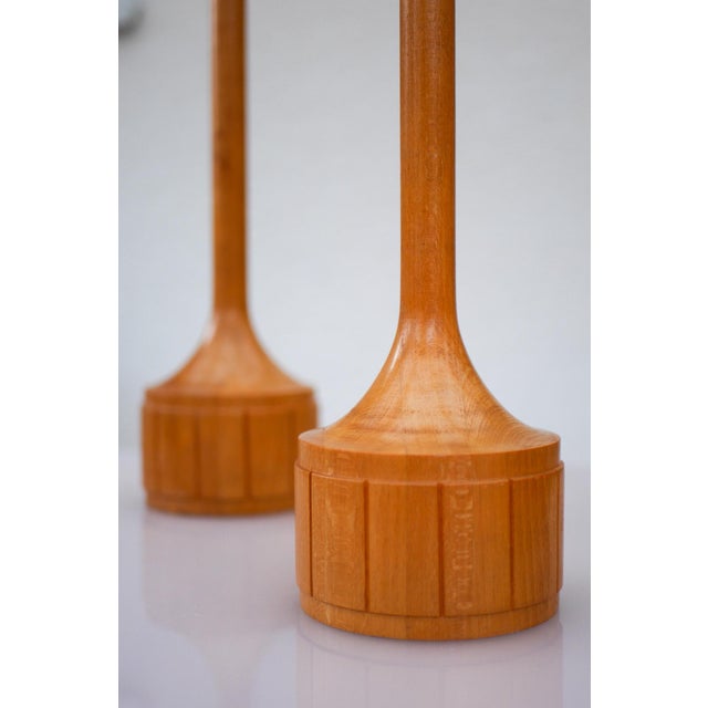 Wood Scandinavian Oak Table Lamps from Elpe, Set of 2 For Sale - Image 7 of 15