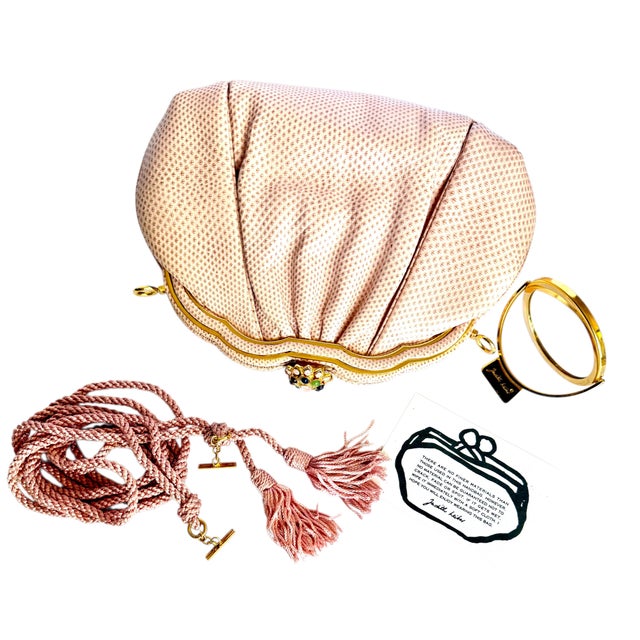 1990s Judith Leiber Karung Snakeskin Tassel Gemstone Day Evening Shoulder Handbag Vintage For Sale - Image 18 of 18