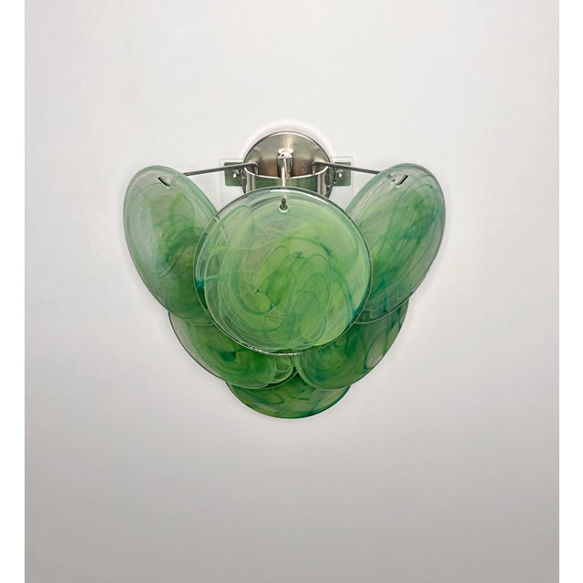 Alabaster Green Glass Discs Wall Sconces, 1990s, Set of 2 For Sale - Image 10 of 18