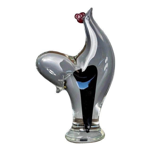 Murano Mid Century Blown Glass Rooster Antonio Da Ros for Cenedese Uranium For Sale