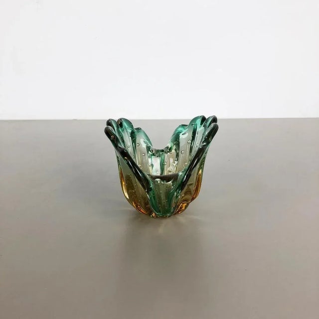 Bubble Murano Glass Shell Bowl Vase from Seguso Bullicante, Italy, 1970s For Sale - Image 3 of 18