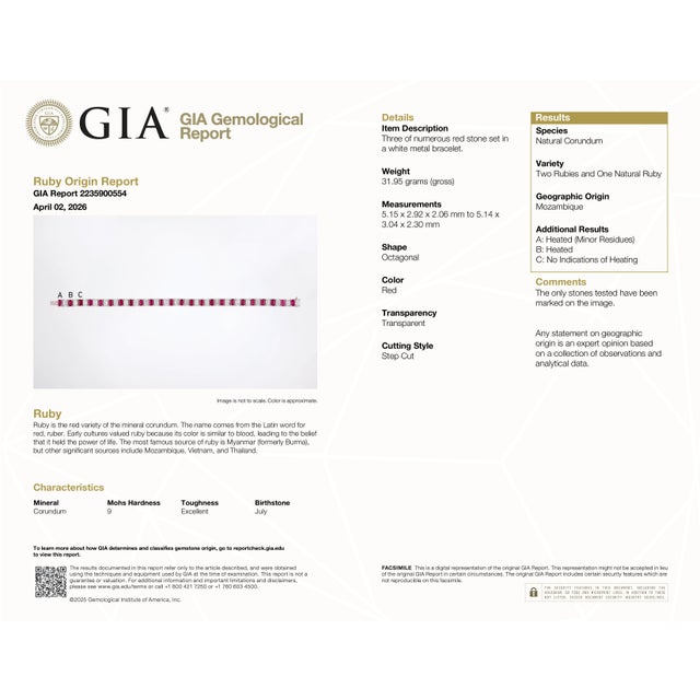 17.29 Ct Gia Certified Ruby & Emerald Cut Diamond Bracelet For Sale In Chicago - Image 6 of 6