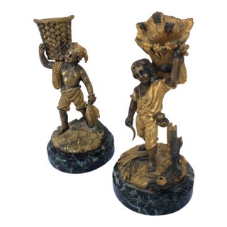 Bronze Figural Match Holders - A Pair For Sale