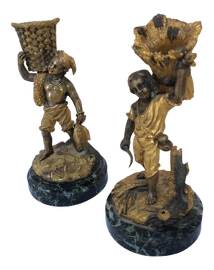 Bronze Figural Match Holders - A Pair