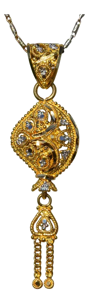 Ladies Ornate Two Tone 22Karat Drop Necklace set with Diamonds