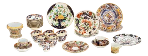 English Imari Style Assembled Partial Service, 36 Pieces, 19th Century