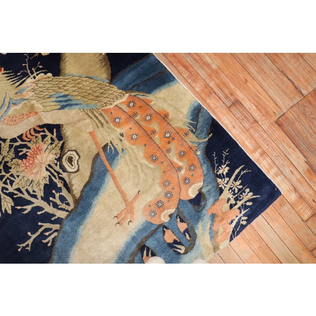 Textile Tibetan Antique Rooster Pictorial Rug - 3'9" x 6' For Sale - Image 7 of 9