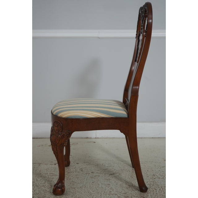 Chippendale Set of Eight Baker George III Chippendale Style Burl Walnut Dining Room Chairs For Sale - Image 3 of 18