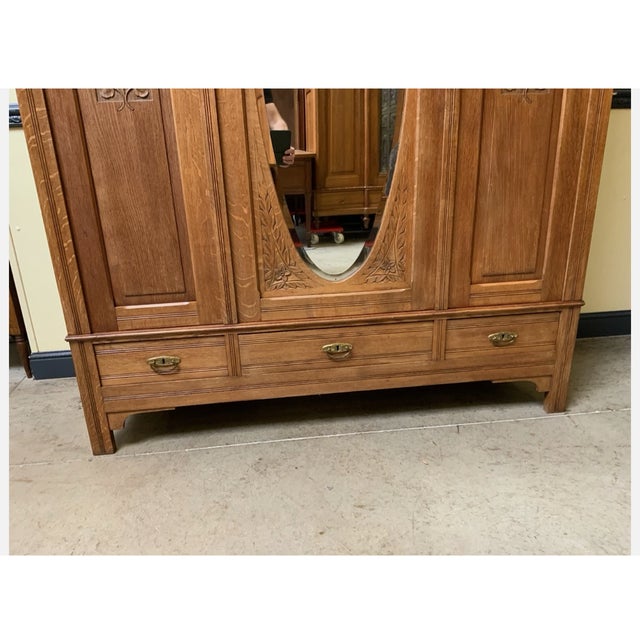 Antique Art Nouveau Wardrobe in Oak, 1910 For Sale - Image 6 of 11