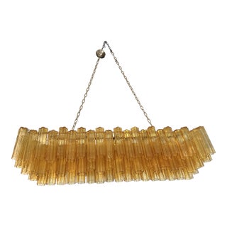 Contemporary Rectangular Luxury "Tronchi" Murano Glass Gold Chandelier For Sale
