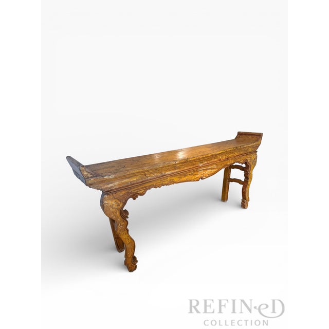 Mid 20th Century Mid-20th Century Chinese Altar Console Table With Distressed Lacquer Patina For Sale - Image 5 of 14