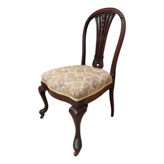 Antique Georgian Mahogany Side Chair With Tapestry Upholstery For Sale