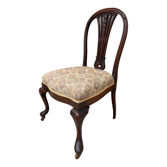 Antique Georgian Mahogany Side Chair With Tapestry Upholstery For Sale