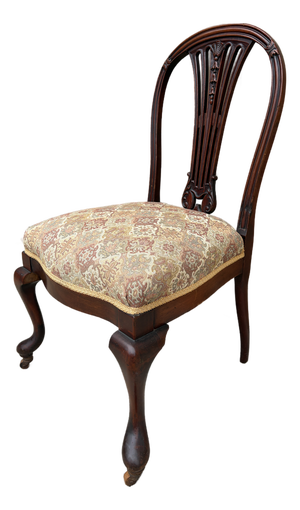 Antique Georgian Mahogany Side Chair With Tapestry Upholstery