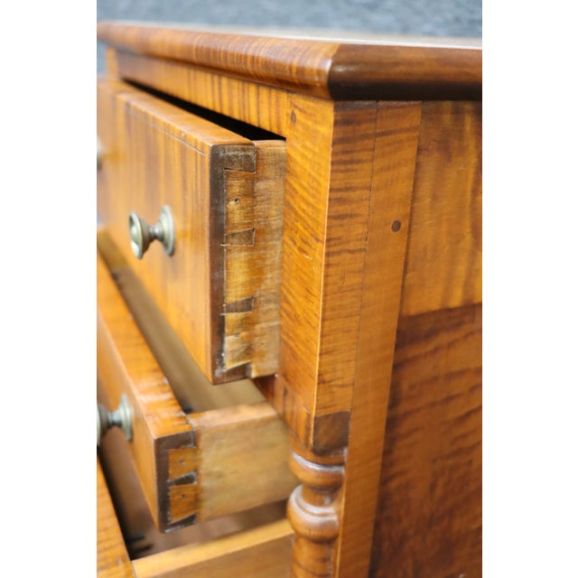 Brown Diminutive Tiger Maple Sheraton Style Bench-Made Chest of Drawers For Sale - Image 8 of 10