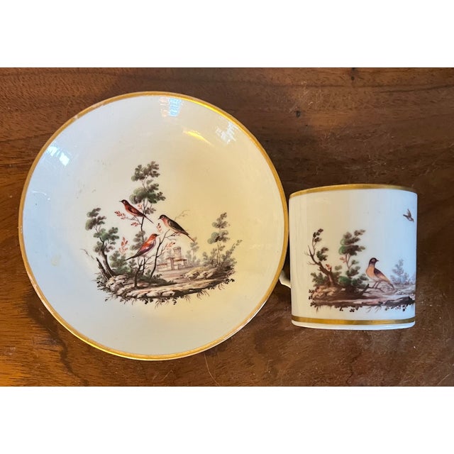Neoclassical Antique 18th Century Italian Doccia Porcelain Coffee Can Cup and Saucer, Circa 1790 For Sale - Image 3 of 11