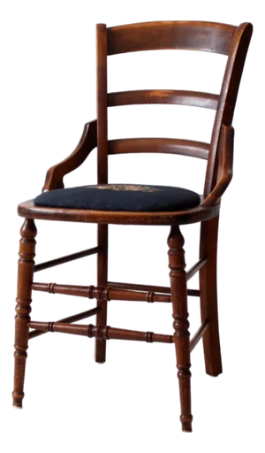 Antique Needlepoint Seat Accent Chair