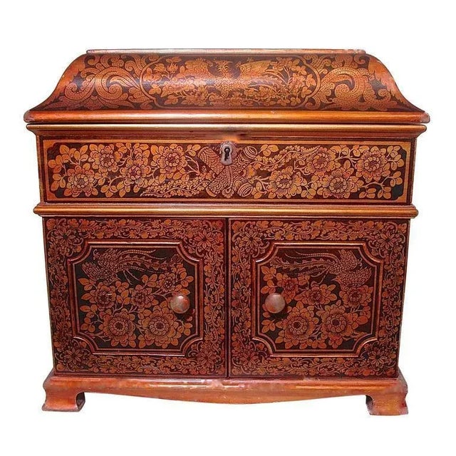 Copper 19th Century Large Chinoiserie Penwork Box Table with Mother-of-Pearl Inlay For Sale - Image 8 of 8