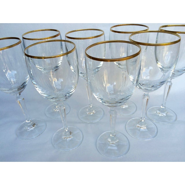Vintage Gold Rim Crystal Wine Glasses Set of 8 Chairish