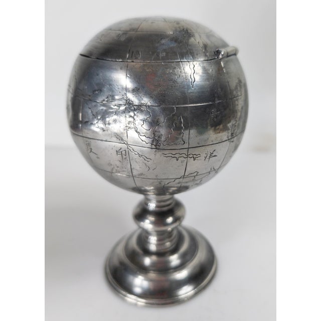 Early 20th Century Chinese Pewter Globe Form Tea Caddy For Sale - Image 12 of 18