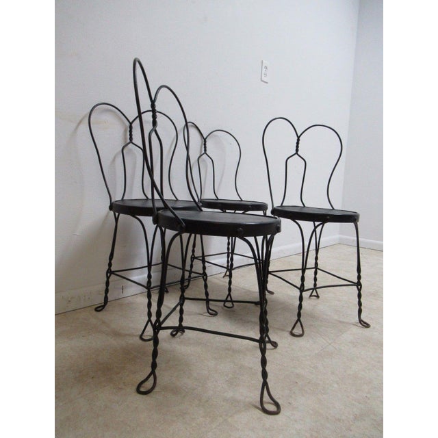 Antique Wire Metal Ice Cream Parlor Salon Game Table Side Chairs Set