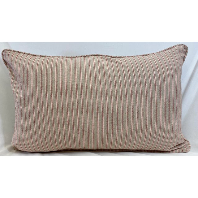 Whimsical Reindeer Wearing Red Glasses Christmas Themed Bolster Pillow With Candy Stripe Back - Made in U K For Sale In Dallas - Image 6 of 9