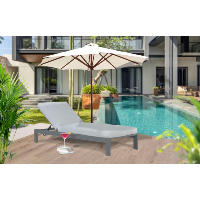 Sardinia Outdoor Chaise With Aluminum Metal Frame - Gray For Sale - Image 9 of 11