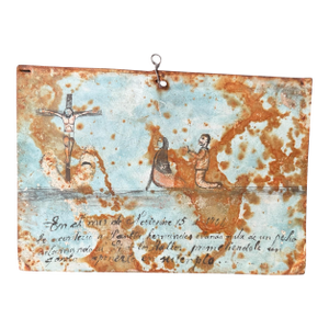 Antique Mexican Painted Ex Voto Retablo