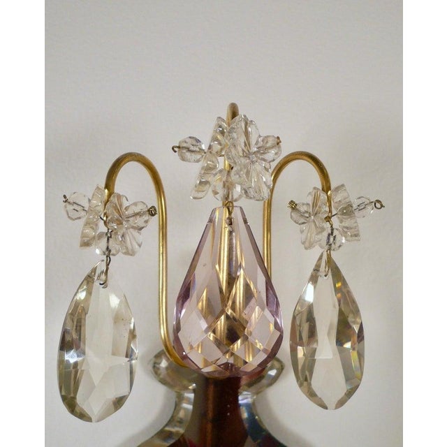 Late 18th Century Set of Four Louis XVI Style Mirrored Back Bronze and Amethyst Crystal Sconces For Sale - Image 5 of 12