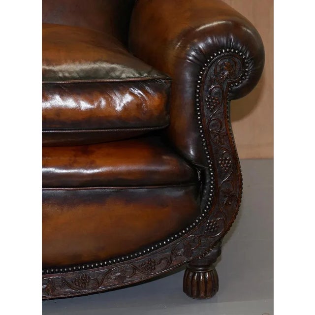 Brown Leather Two Seat Sofa For Sale - Image 15 of 18