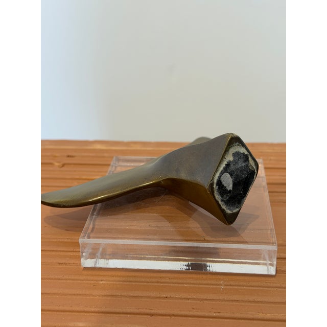 Brazilian Modernist Bronze Whale Fluke Sculpture on Acrylic Base, 1970s For Sale - Image 9 of 13