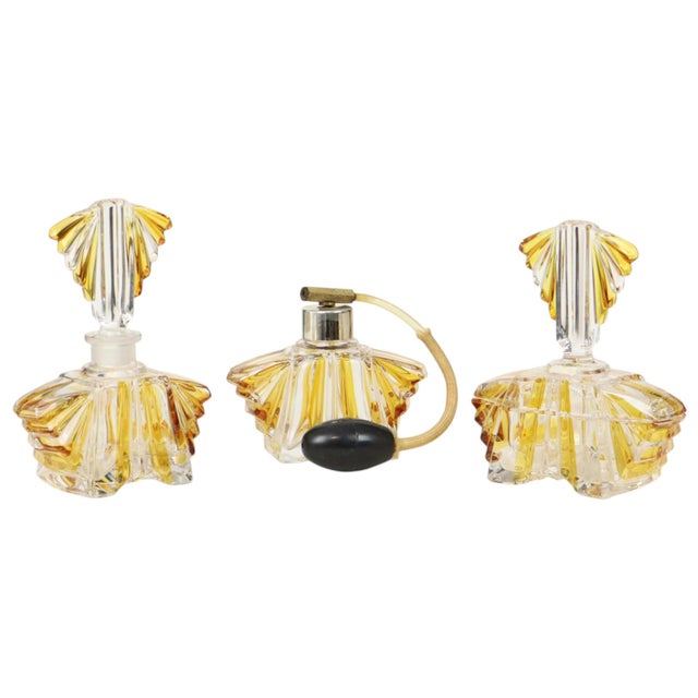 Art Deco Crystal Boudoir Perfume Bottles by Ernst Buder, 1950s, Set of 3 For Sale - Image 13 of 18