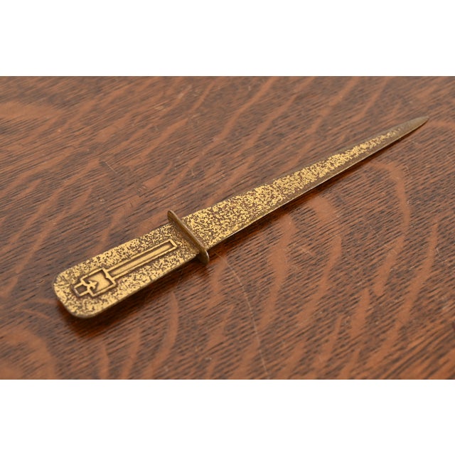 Art Deco Silver Crest Arts & Crafts Bronze Letter Opener For Sale - Image 3 of 11