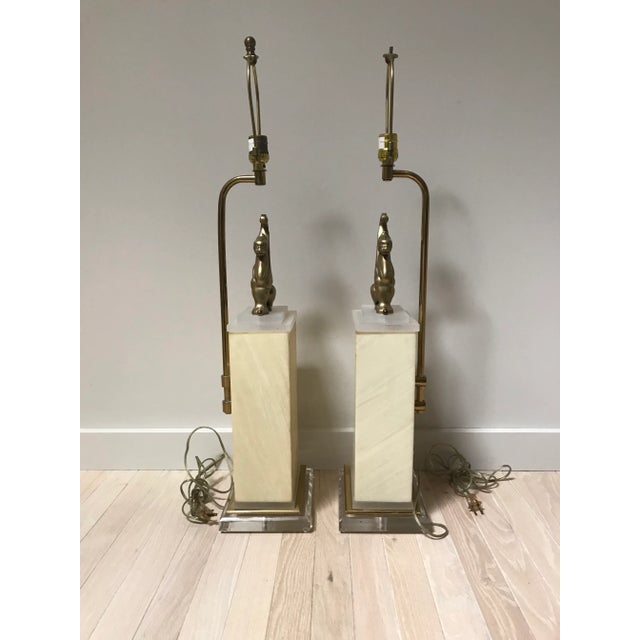 Mid 20th Century Pair Midcentury Gryphon Lamps For Sale - Image 5 of 11