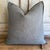 Custom wool blend accent pillow with down insert. Color: ecorce which is a dark elephant gray colored nubby boucle style...