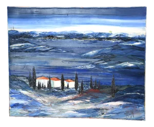 Morgan, Beau paysage provence bleue, Oil on Canvas, 1980s
