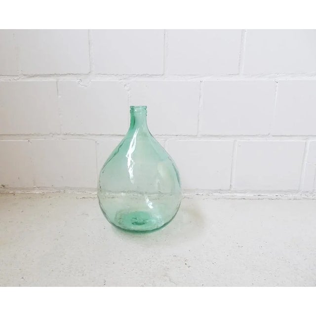 Mid-Century Modern Vintage Light Green Glass Balloon Bottle, 1950s For Sale - Image 3 of 11