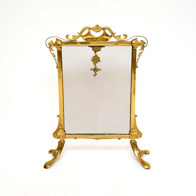 1900 - 1909 Antique French Gilt Metal Fire Screen, 1900 For Sale - Image 5 of 11
