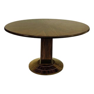 Late 20th Century Pregno SRL Macassar Ebony Round Pedestal Dining Table, Italy Art Deco Style For Sale