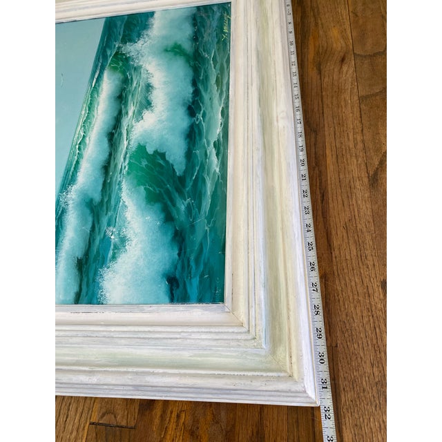 Vintage Signed Y. Keller Seascape Oil Painting, Framed Crashing Waves For Sale In Seattle - Image 6 of 6