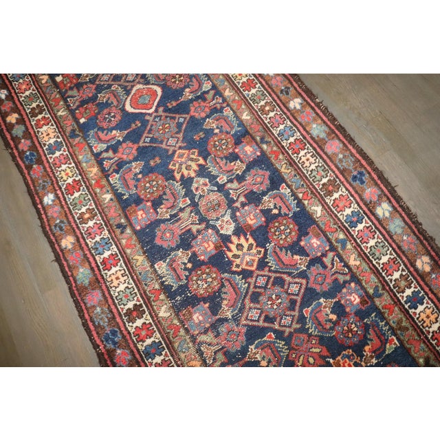Early 20th Century Navy Worn Persian Runner - 3'1" x 10' For Sale - Image 4 of 8