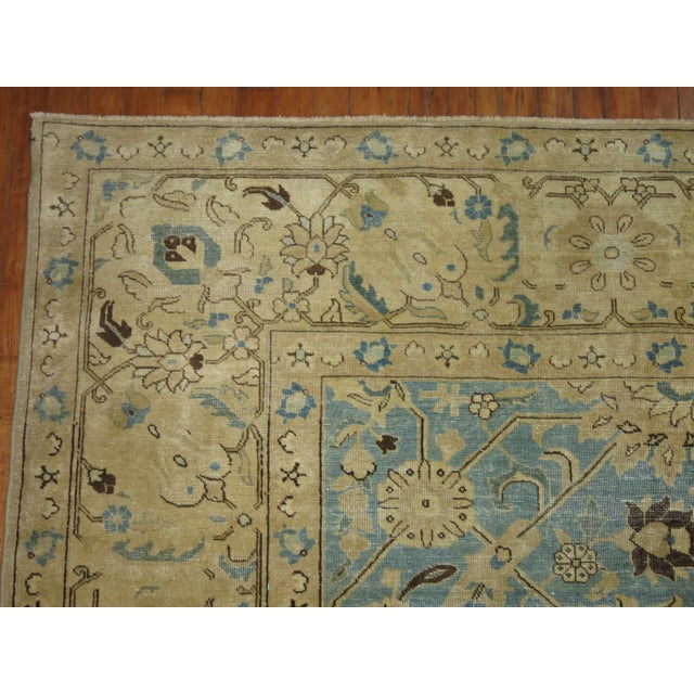 Early 20th Century Antique Light Blue Gold Tabriz Rug - 9'1" x 12'10" For Sale - Image 4 of 10