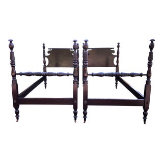 Antique Mahohany Pineapple Post Twin Beds- a Pair For Sale