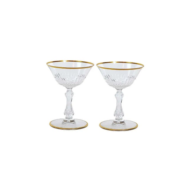 Saint Louis Crystal Gilt Gold Tableware Glassware Service / 12 People For Sale - Image 11 of 13