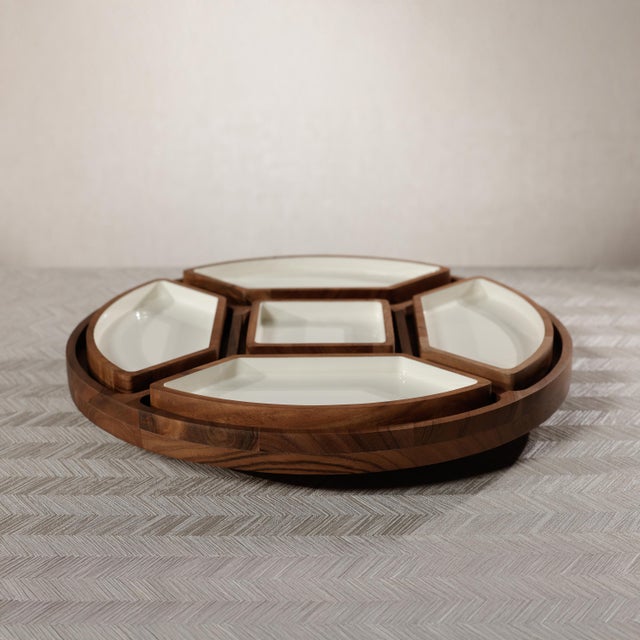 Kenneth Ludwig Chicago Lazy Susan with 5 Condiment Sections