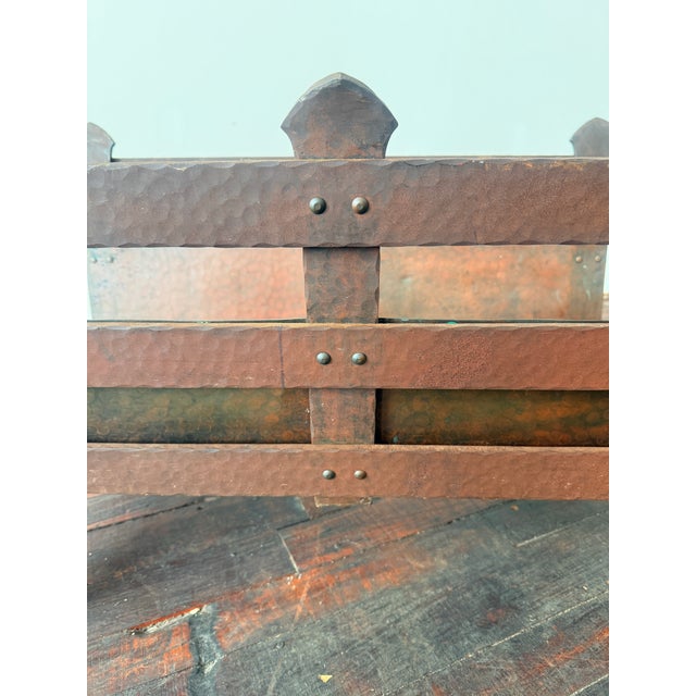Gustav Stickley Style Arts and Crafts Copper and Iron Log Holder, C. 1910 For Sale - Image 11 of 12