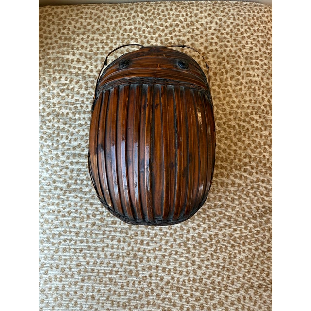 Vintage Mid-20th Century Beetle Bug Bamboo Chinese Tiffin Basket For Sale In Philadelphia - Image 6 of 15