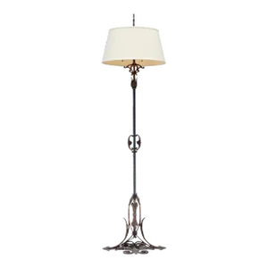 Early 20th Century Art Noveau Bronze, Brass & Iron Floor Lamp, PB Linen Shade