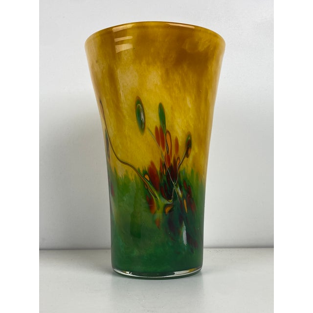 Green Large French School Glass Vase, 1950s For Sale - Image 8 of 8